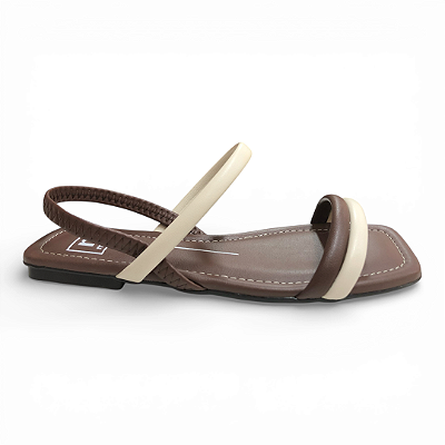 Sandália Feminina Moleca Rasteira - 5462.111 - Branco Off-Chocolate
