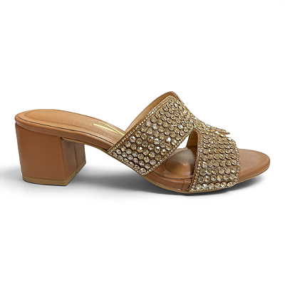 Tamanco Feminino Vizzano Salto Bloco - 6291.1196 - Dourado