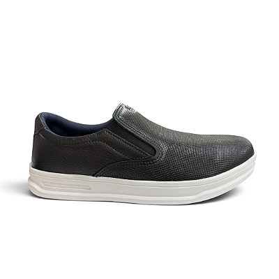 Sapatênis Masculino Pegada Couro Calce Fácil - 110303-03 - Preto
