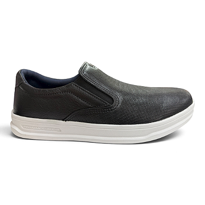 Sapatênis Masculino Pegada Couro Calce Fácil - 110303-03 - Preto