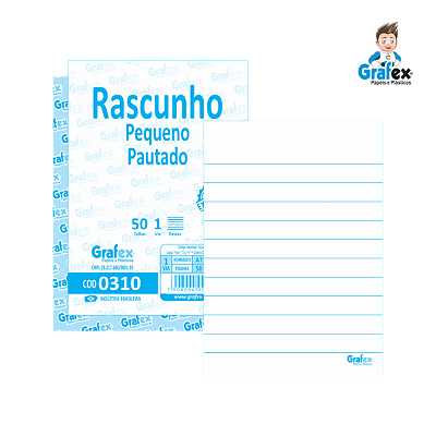 Grafex Cod 0310 - Rascunho Pequeno Pautado c/50 Folhas 1/72​ - c/10 Blocos