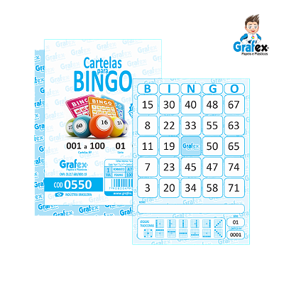 Grafex Cod 0550 Cartelas p/ Bingo Serie 1 c/100 Folhas 1/72​ - c/5 Blocos