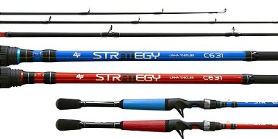 Vara Carretilha STRATEGY C601 6-12Lbs VERMELHA Carbono Tubular Albatroz Fishing