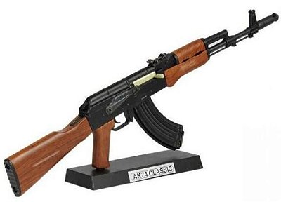 Miniatura AK74 p/colecionador miniatura airsoft 30cm metal