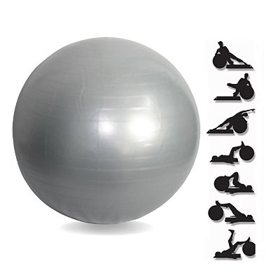 Bola de pilates cinza para alongamentos e fisioterapia 75cm