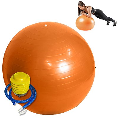 Bola Suiça Pilates 75cm+Bomba de Ar Yoga Academia Exercícios