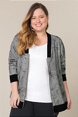 Jaqueta Bomber Malha Diagonal Venecia Plus Size