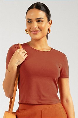 Blusa Básica em Cotton de Manga Curta Cativa