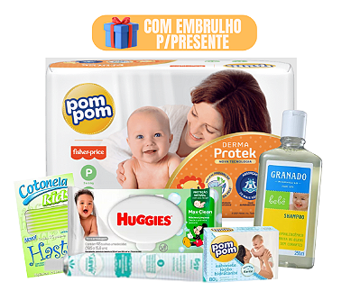 Kit Chá De Fraldas Huggies Supreme Care com Shampoo Granado Presente