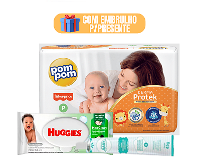 Kit Basico Presente e Mimo Pompom Classica + Lenço e Pomada Assadura