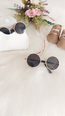 Óculos para boneca Preto com dourado ( Medida 8cm)
