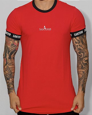 camiseta masculina vermelha manga curta santoyo