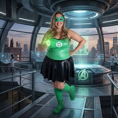 Fantasia Lanterna Verde Vestido Adulto - SOMENTE ALUGUEL