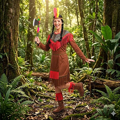 Fantasia Pocahontas Longa Adulto - SOMENTE ALUGUEL