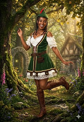 Fantasia Feminina Robin Hood Veludo Adulto - SOMENTE ALUGUEL