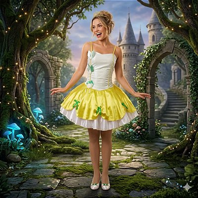 Fantasia Tiana Alças Luxo Adulto - SOMENTE ALUGUEL