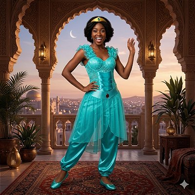 Fantasia Jasmine Luxo Adulto - SOMENTE ALUGUEL