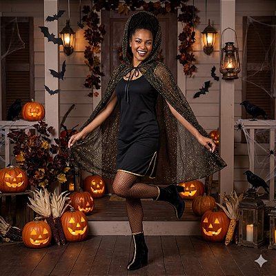 Fantasia Feiticeira Ouro Adulto - SOMENTE ALUGUEL