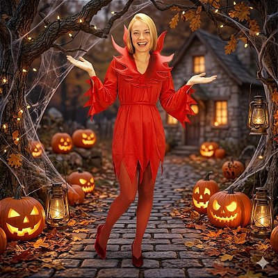 Fantasia Diaba Marabú Adulto - SOMENTE ALUGUEL