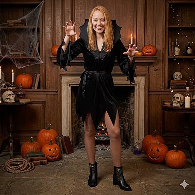 Fantasia Vampira Paetê Adulto - SOMENTE ALUGUEL