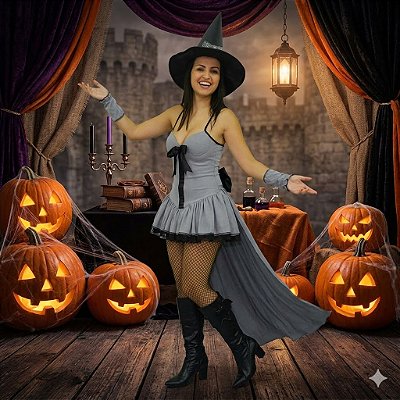 Fantasia Bruxa das Trevas Adulto - SOMENTE ALUGUEL