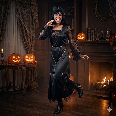 Fantasia Viúva Negra Longa Adulto - SOMENTE ALUGUEL
