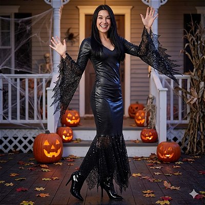 Fantasia Mortícia Luréx Adulto - SOMENTE ALUGUEL