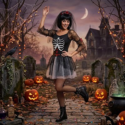 Fantasia Noiva Cadáver Adulto - SOMENTE ALUGUEL