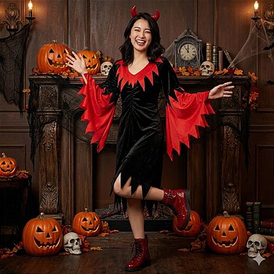 Fantasia Diaba Pontas Adulto - SOMENTE ALUGUEL