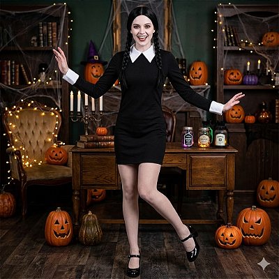 Fantasia Wandinha Adulto - SOMENTE ALUGUEL