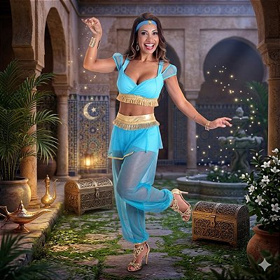 Fantasia Jasmine Tule Adulto - SOMENTE ALUGUEL