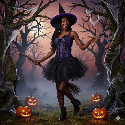 Fantasia Bruxa Rainha da Noite Adulto - SOMENTE ALUGUEL