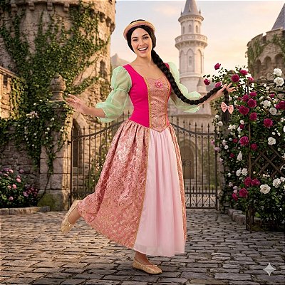 Fantasia Rapunzel Luxo Adulto - SOMENTE ALUGUEL