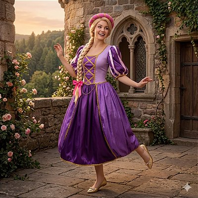 Fantasia Rapunzel Trançada Adulto - SOMENTE ALUGUEL