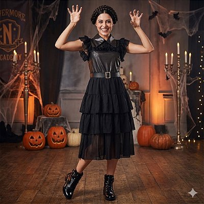 Fantasia Wandinha Baile Luxo Adulto - SOMENTE ALUGUEL