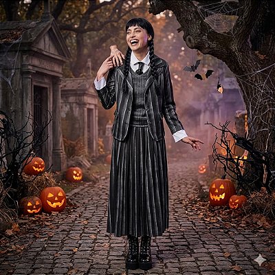 Fantasia Wandinha Uniforme Adulto - SOMENTE ALUGUEL