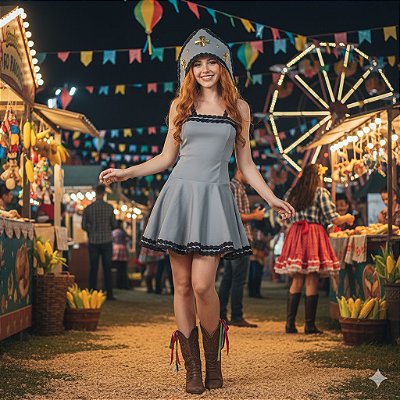 Fantasia Cangaceira Alças Adulto - SOMENTE ALUGUEL