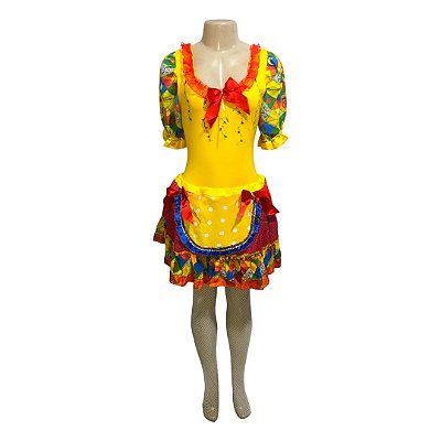 Conjunto Junino Amarelo com Bolinhas - SOMENTE ALUGUEL