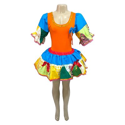 Conjunto Junino Laranja com Laço - SOMENTE ALUGUEL