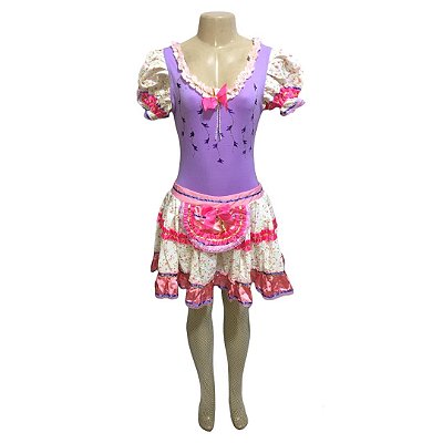 Conjunto Juninino Lilás com Bandeiras - SOMENTE ALUGUEL