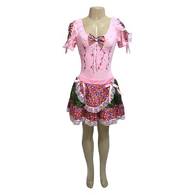 Conjunto Junino Rosa com Bandeiras - SOMENTE ALUGUEL
