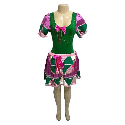 Conjunto Junino Verde com Retalhos - SOMENTE ALUGUEL