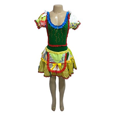 Conjunto Junino Verde com Rendas - SOMENTE ALUGUEL