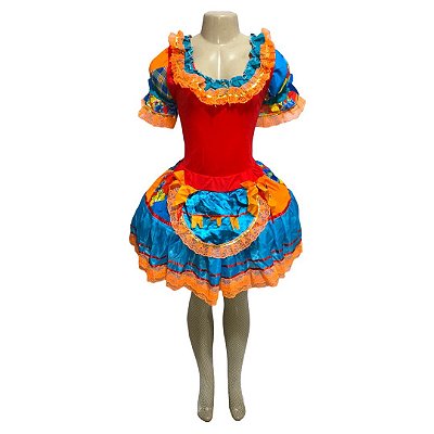 Conjunto Junino Vermelho com Rendas - SOMENTE ALUGUEL
