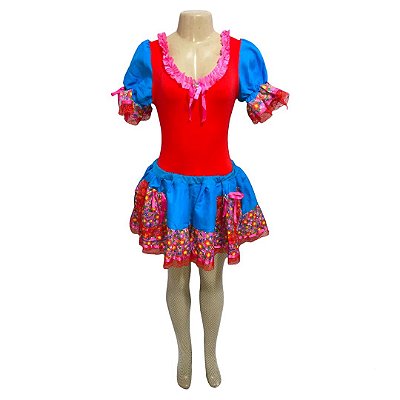 Conjunto Junino Vermelho Florido - SOMENTE ALUGUEL