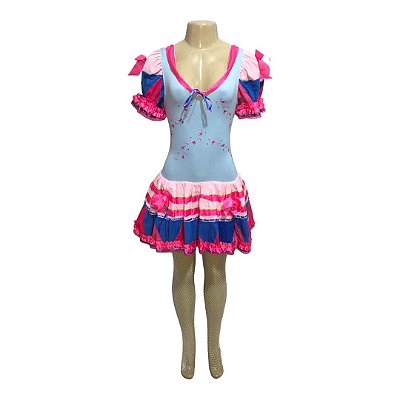 Vestido Junino de Colan com Bandeiras - SOMENTE ALUGUEL