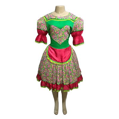 Vestido Junino com Coração Florido - SOMENTE ALUGUEL