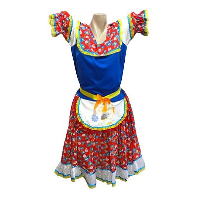 Vestido Junino Plus com Avental - SOMENTE ALUGUEL