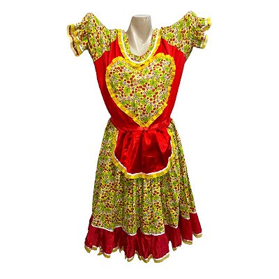Vestido Junino Plus com Coração - SOMENTE ALUGUEL