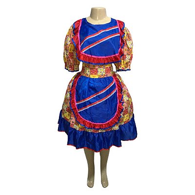 Vestido Junino Avental Duplo - SOMENTE ALUGUEL